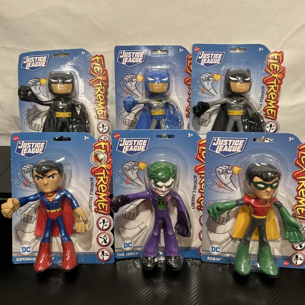 DC Justice League Flextreme Bendable 7" Action Figure Mattel NIP Collection Of 6